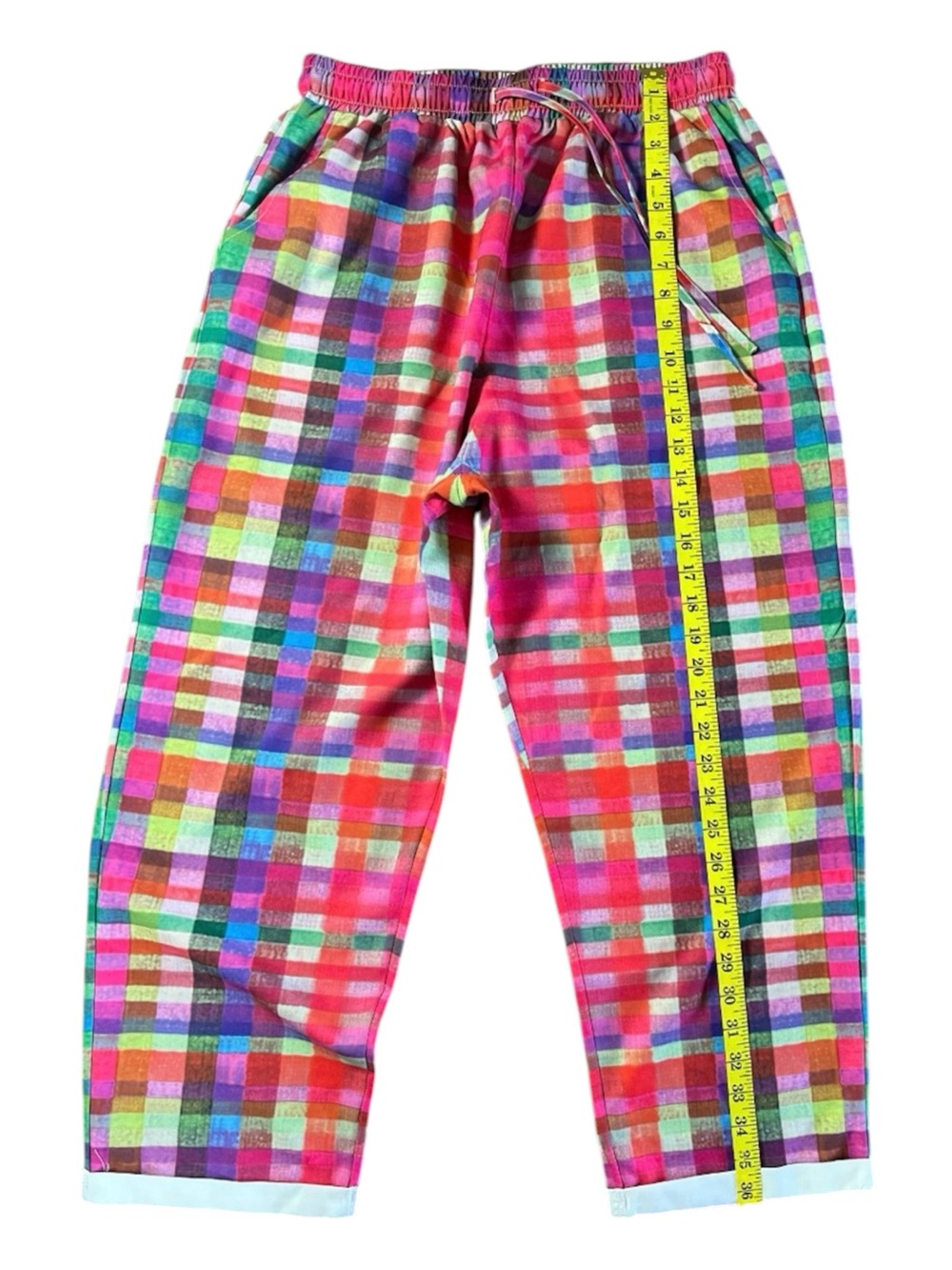 Women's Vibrant Multi-Color Plaid Pull-On Trousers - Picture 5 of 8